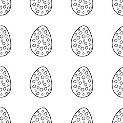 Fototapeta na wymiar Seamless pattern made from hand drawn Easter eggs illustration. Isolated on white background.