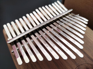 close up kalimba musical instrument, african musical instrument kalimba,