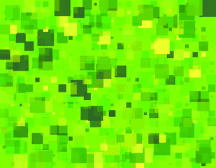 Background with multicolored squares in green tones