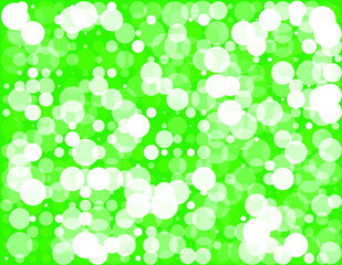 green background with white circles of different diameters and transparency