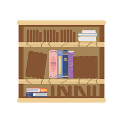 bookcase library literature education books cartoon icon isolated style