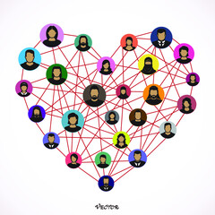 Social love: A heart made of icons to express love people in social media