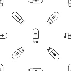 Grey line Light emitting diode icon isolated seamless pattern on white background. Semiconductor diode electrical component. Vector.