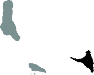 Black location map of the Comoran Ndzuani (Anjouan) island inside gray map of the Union of the Comoros