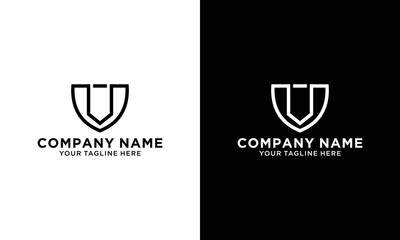 Premium monogram letter U  initials logotype. shield crown vector logo.