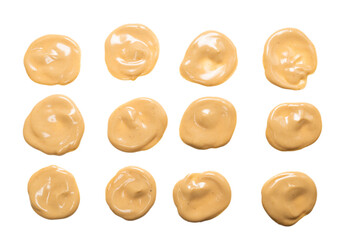 Mushroom sauce splashes isolated on white background.