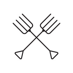 Pitchfork, simple gardening icon in trendy line style isolated on white background for web apps and mobile concept. Vector Illustration