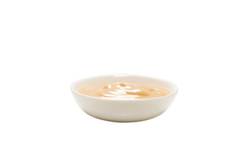 Mushroom sauce in a bowl isolated on white background.