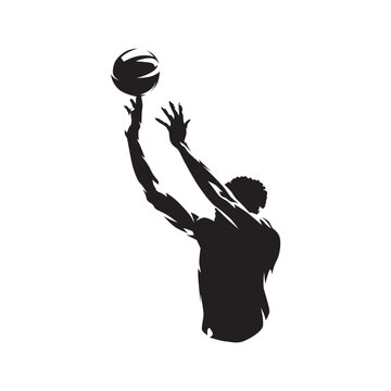 recommend clip art: Basketball player shooting ball, jump shot. abstract isolated vector silhouette