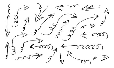 Fototapeta na wymiar doodle design elements. hand drawn arrows isolated on white background. Vector illustration.
