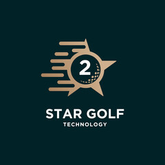 set creative golf star ball and sport logo