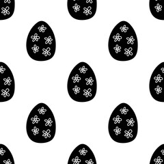 Seamless pattern made from hand drawn Easter eggs illustration. Isolated on white background.