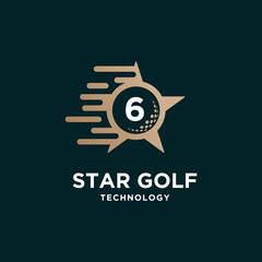 set creative golf star ball and sport logo