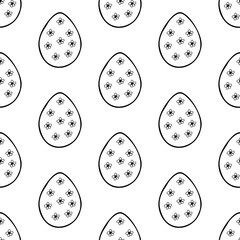 Seamless pattern made from hand drawn Easter eggs illustration. Isolated on white background.