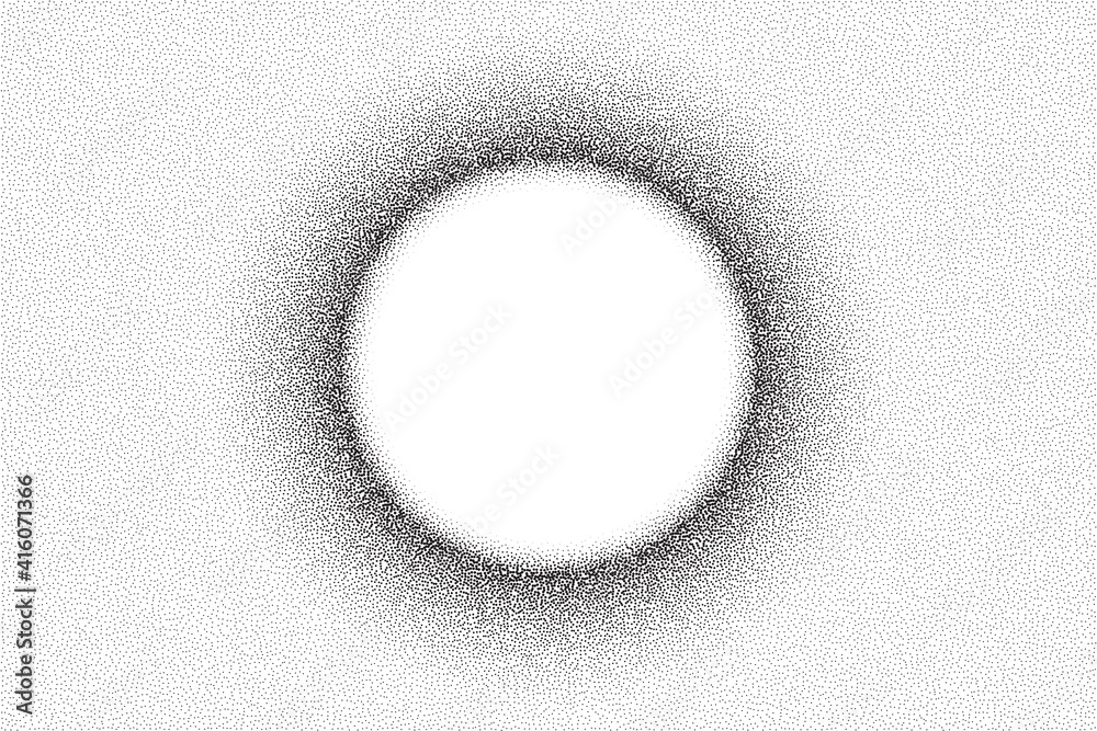 Wall mural dotwork solar eclipse pattern vector background. sand grain effect. black noise stipple dots. abstra