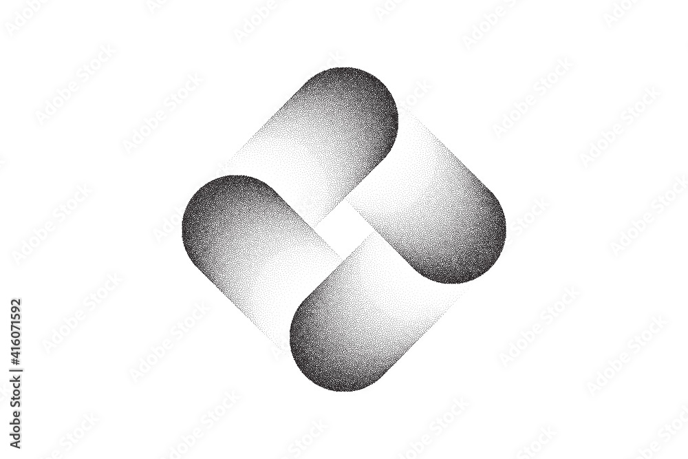 Wall mural dotwork motion lines pattern vector background. sand grain effect. black noise stipple dots. abstrac