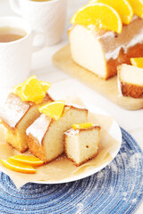 A biscuit citrus cake with oranges	