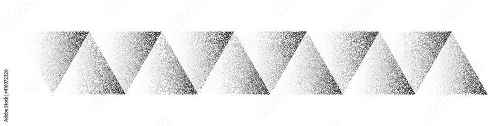 Wall mural dotwork triangles pattern vector background. sand grain effect. black noise stipple dots. abstract n