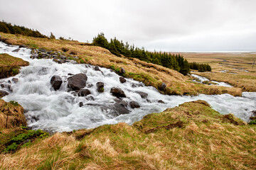 River flowing downhill in Iceland