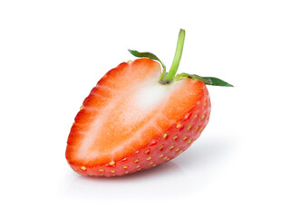 Strawberry cut in half sliced isolated on white background with clipping path.
