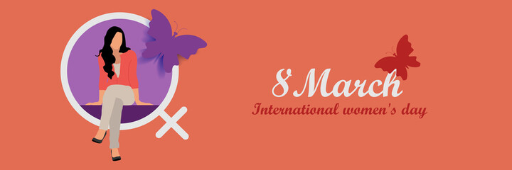 International Women's Day. Vector template with for card, poster, flyer and other users, butterfly
