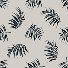 Fototapeta na wymiar Seamless pattern with hand drawn stylized tropical palm leaves