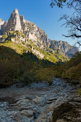 Fototapeta na wymiar Landscape at the Vikos Gorge, listed as the deepest gorge in the world by the Guinness Book of Records, in Epirus, Greece