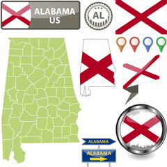 Map of Alabama, US