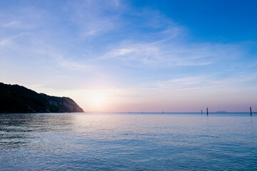 Fototapeta na wymiar Photo of beautiful sea beach during sunset
