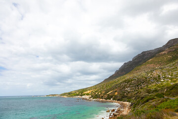 Scenic view of False Bay coastline in Cape Town