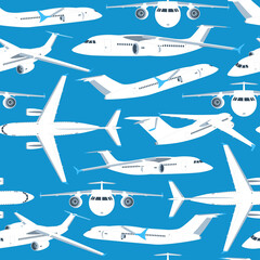 Airplane vector seamless pattern. Background for wallpaper, wrapping, packing, and backdrop.