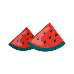 Summer watermelon isolated on white background. Doodle fruit. Natural tropical citrus. Vegan kitchen hand drawn organic fruits or vegetarian food. Vector trendy icon illustration