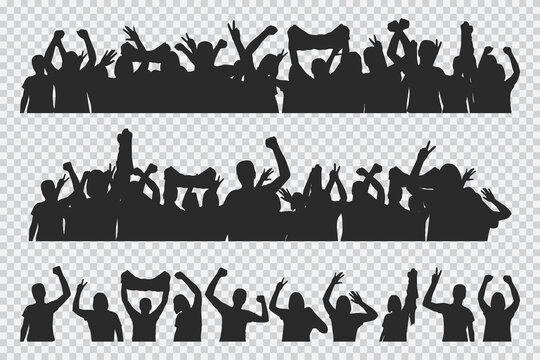 Crowd peoples silhouettes vector constructor set isolated on a transparent background.