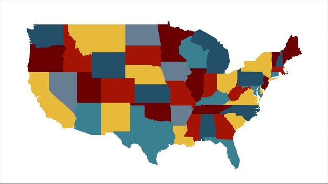 Animated USA map puzzle isolated on white