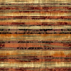 Seamless grungy ethnic collage line stripe pattern. High quality illustration. Tribal inspired intricate and highly textured stripes interspersed with patterned stripes. Chaotic montage design.