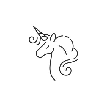 Beautiful doodle character unicorn icon.