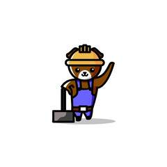 Industrial Dog Cartoon Character Design Mascot Vector Illustration.