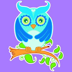 Illustration vector cute Owl with background for fashion design