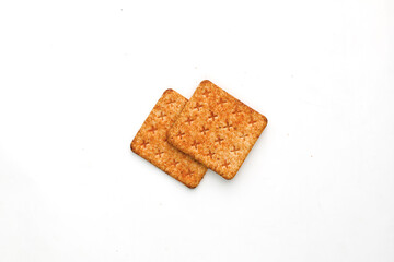 beef floss crackers. meal floss crackers isolated with white background 