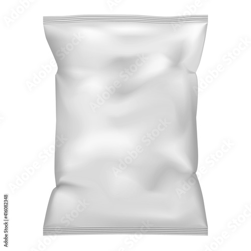 Download White Blank Pillow Bag Realistic Vector Mock Up Crumpled Pouch Package Mockup Potato Chips Candies Or Other Food Snack Pack Template For Design Wall Mural Ann Ounce