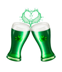  two glasses of green drink with splashes over them on it on St. patrick's day