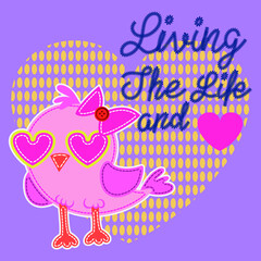 Illustration vector cute Owl with background for fashion design