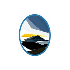 view of the mountains in a circle idea 
inspiration design vector illustration