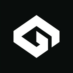 Initial letter G logo template with geometric 3d box illustration in flat design monogram symbol