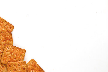 beef floss crackers. meal floss crackers on white background 