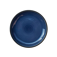 Round empty plate Dark blue isolate on white background, top view, clipping part.