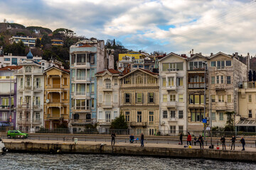 Fototapeta na wymiar Front sides ones of the typical houses in Bebek. Istanbul. Turkey.