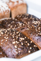 Craft bread on the table at the bakery. The concept of small industries and healthy food