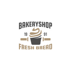 Bakery logos and badges design templates vector illustration. Good for bakehouse and cafe emblems. Retro typography elements and silhouettes. Vintage Style