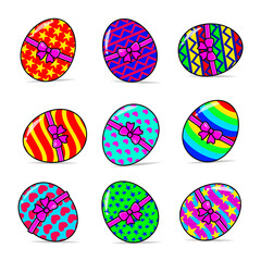 set vector colorful easter eggs using ribbons